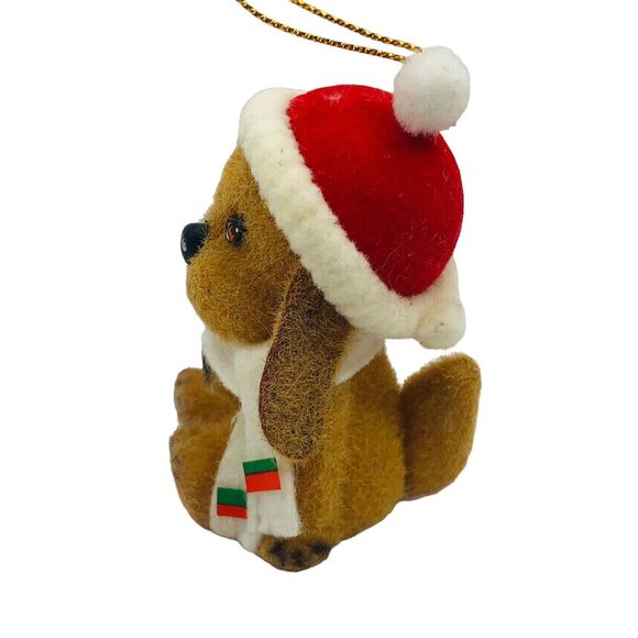 VTG Flocked Dingo Dog UNION WADDING CO SYDNEY CRITTER SITTER NOEL Xmas ORNAMENT - Picture 5 of 7